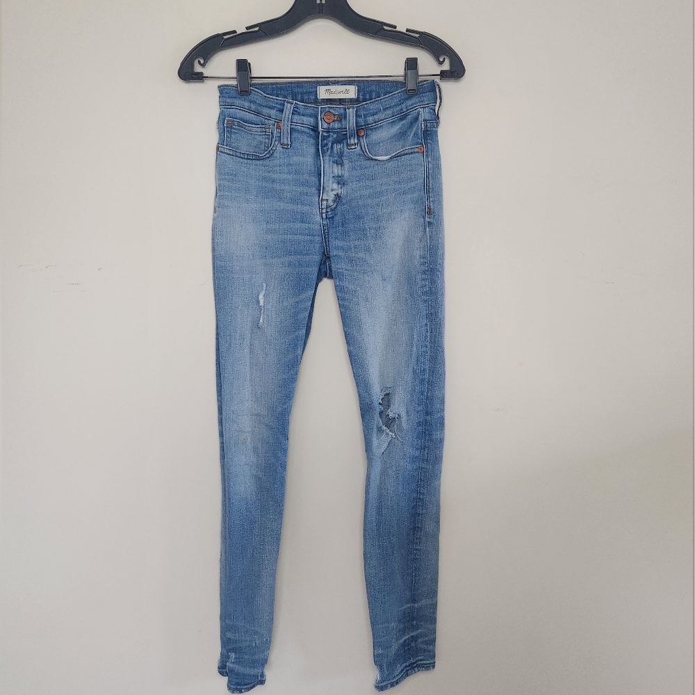 Madewell High Rise Distressed Skinny Jeans Sz 25